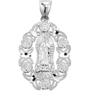 Sterling Silver Our Lady of Guadalupe Charm Pendant Necklace
