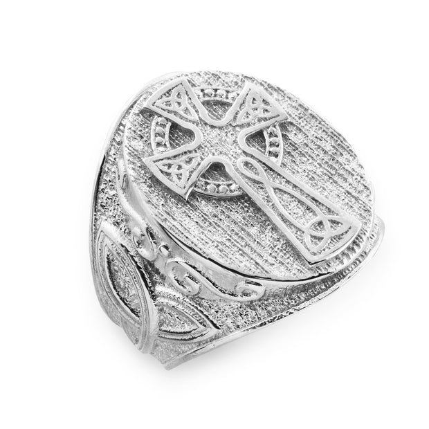 .925 Sterling Silver Men's Celtic Trinity Knot Engravable Signet Ring