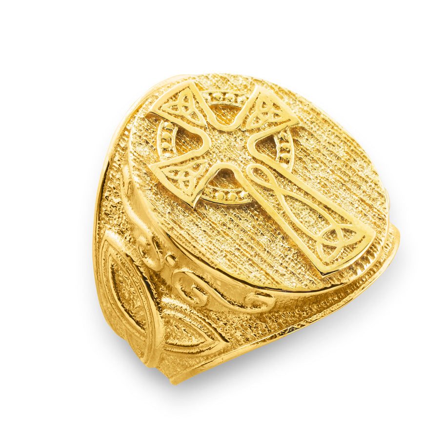 Gold Men's Celtic Trinity Knot Engravable Signet Ring (Available in Yellow/Rose/White Gold)
