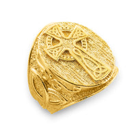 Gold Men's Celtic Trinity Knot Engravable Signet Ring (Available in Yellow/Rose/White Gold)