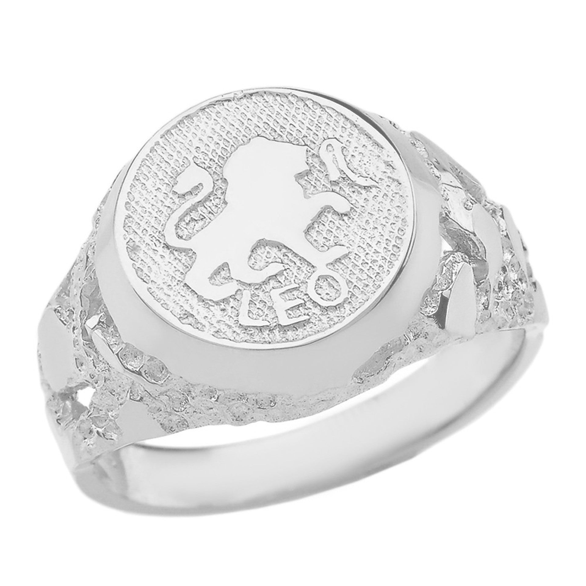 .925 Sterling Silver Custom Zodiac Sign Nugget Signet Ring