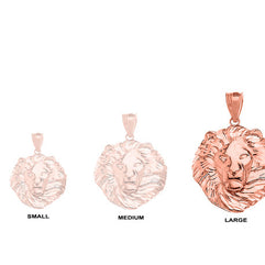 Lion King Head Pendant Necklace in Gold (Large) 1.61 in. (Yellow/Rose/White)