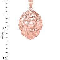 Solid Gold Roaring Lion King Head Pendant Necklace(Available in Yellow/Rose/White Gold)