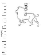 Lion Outline Diamond Solitaire Pendant Necklace in Gold (Yellow/Rose/White)