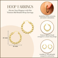 14k Yellow Gold Ball Beaded Hoop Earrings