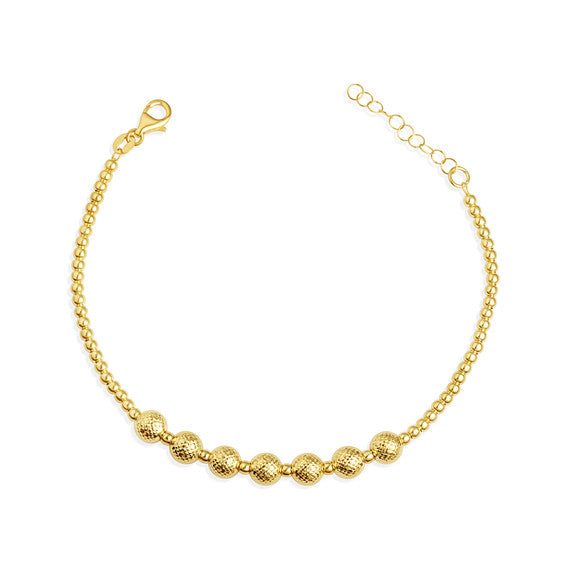 14k Yellow Gold Diamond Cut Ball Beaded Bracelet