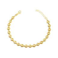 14K Yellow Gold Diamond Cut Beaded Ball Bracelet