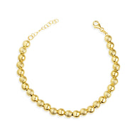 14K Yellow Gold Beaded Ball Diamond Cut Polished Bracelet