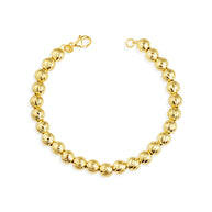 14K Yellow Gold Women's Diamond Cut Ball Beaded Bracelet