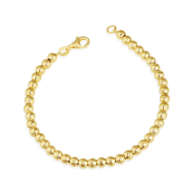 14K Yellow Gold Women's Ball Beaded Diamond Cut Bracelet