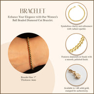 14K Yellow Gold Women's Ball Beaded Diamond Cut Bracelet