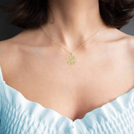 Gold Tri-Tone Four Leaf Clover Good Luck Charm Pendant Necklace (Available in Yellow/Rose/White Gold)