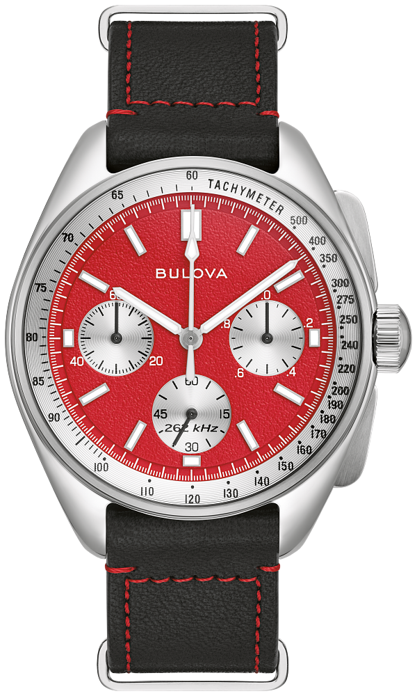 96K115 Bulova Lunar Pilot Chronograph Red Dial Quartz Men's Watch