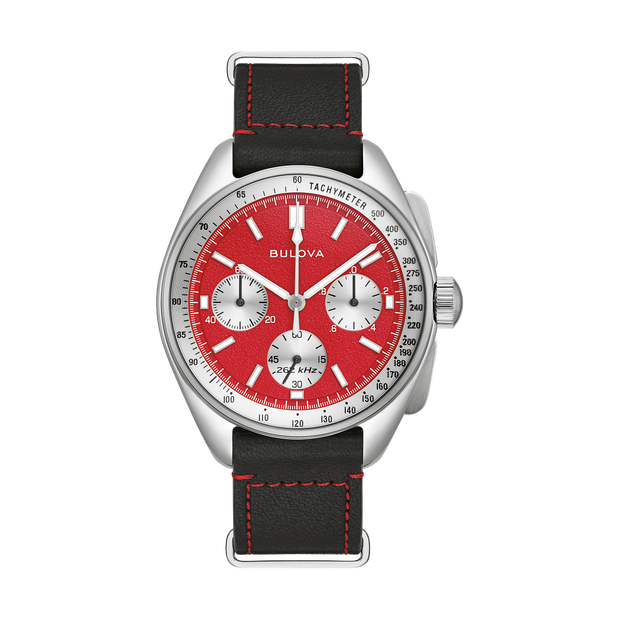 96K115 Bulova Lunar Pilot Chronograph Red Dial Quartz Men's Watch