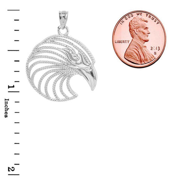 .925 Sterling Silver Beaded Eagle Head Pendant Necklace