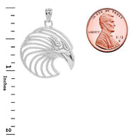 .925 Sterling Silver Beaded Eagle Head Pendant Necklace
