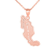 Gold Mexico Map Pendant Necklace (Available in Yellow/Rose/White Gold)