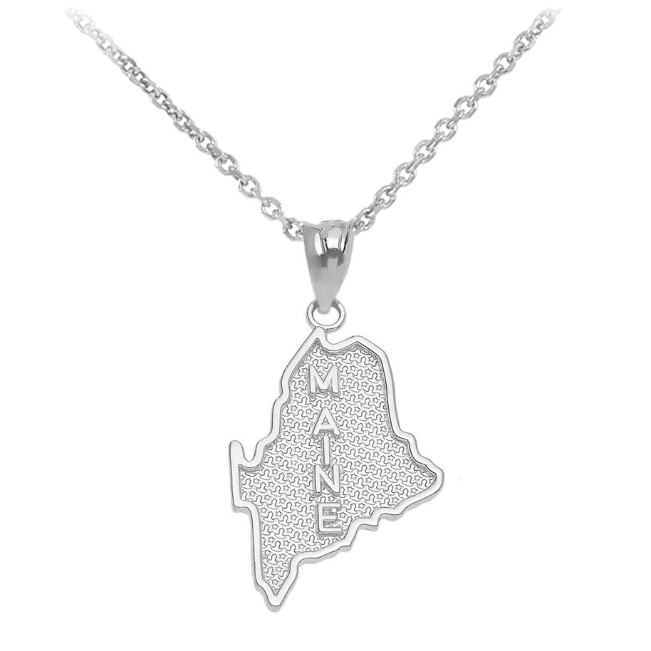 Sterling Silver 50 United States Map Pendant Necklace
