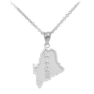 Sterling Silver Maine State Map Pendant Necklace