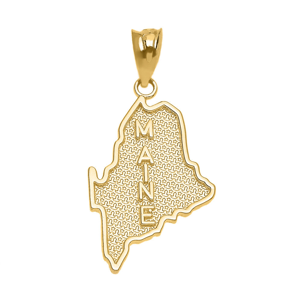 Gold Maine State Map Pendant Necklace(Available in Yellow/Rose/White Gold)