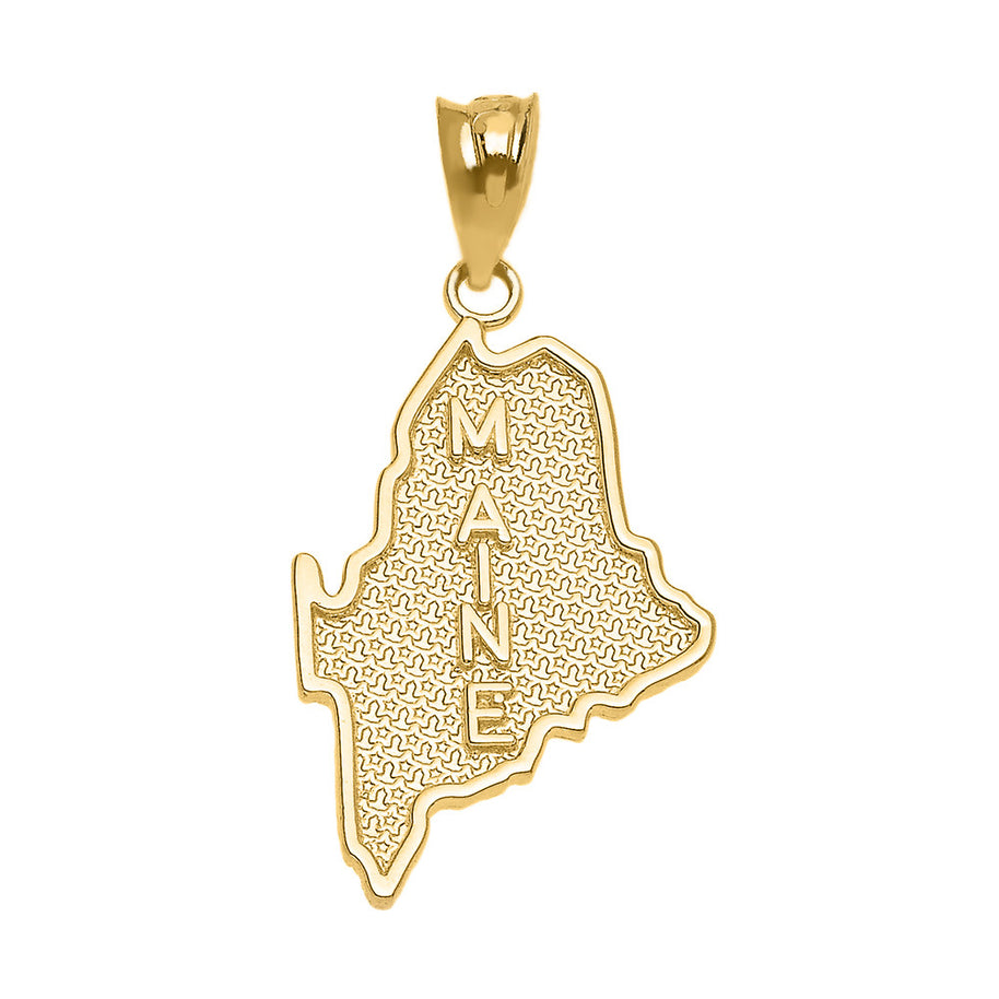 Gold Maine State Map Pendant Necklace(Available in Yellow/Rose/White Gold)
