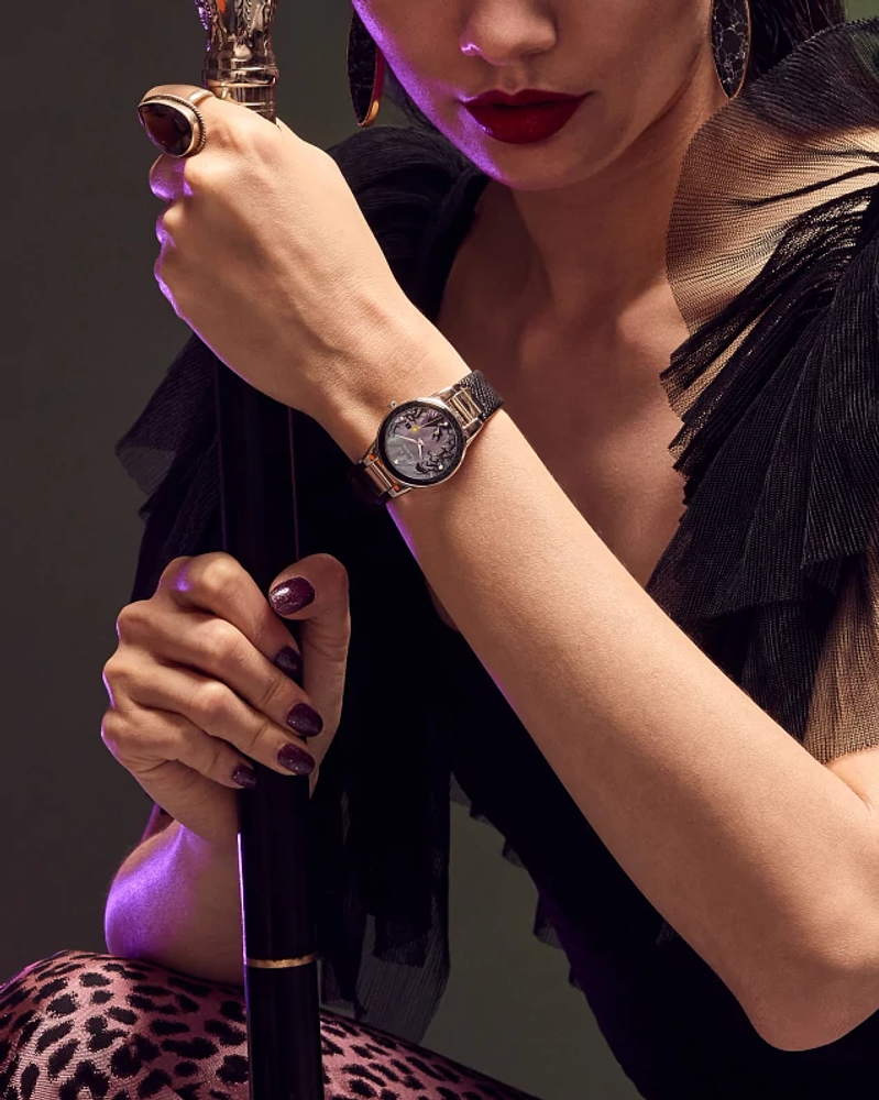 Citizen GA1080-41Y Disney Maleficent Charm Gray Dial Leather Strap Women's Watch
