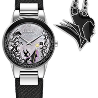 Citizen GA1080-41Y Disney Maleficent Charm Gray Dial Leather Strap Women's Watch