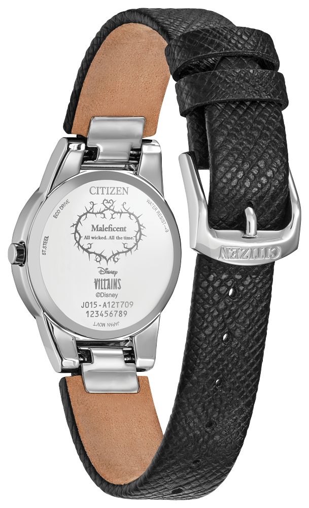 Citizen GA1080-41Y Disney Maleficent Charm Gray Dial Leather Strap Women's Watch