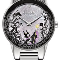 Citizen GA1080-41Y Disney Maleficent Charm Gray Dial Leather Strap Women's Watch