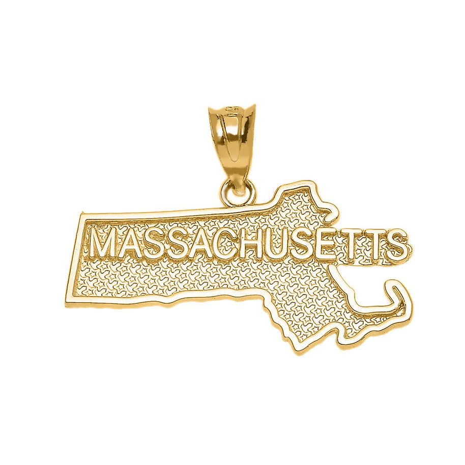 Gold Massachusetts State Map Pendant Necklace(Available in Yellow/Rose/White Gold)