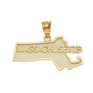 Gold Massachusetts State Map Pendant Necklace(Available in Yellow/Rose/White Gold)