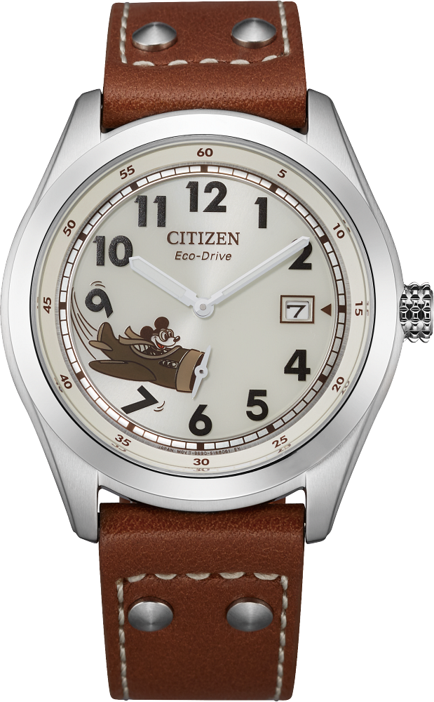 Citizen BV1088-08W Disney Mickey Mouse Aviator Leather Strap Men's Watch