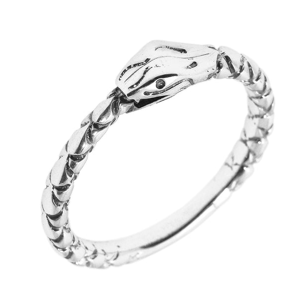 .925 Sterling Silver Ouroboros Serpent Snake Ring