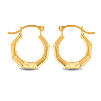 14K Yellow Gold Striped & Solid Octagon Reversible Hoop Earrings (0.50