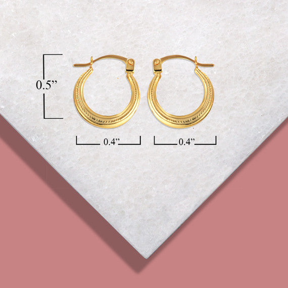 14K Yellow Gold Beaded Reversible Hoop Earrings (0.50