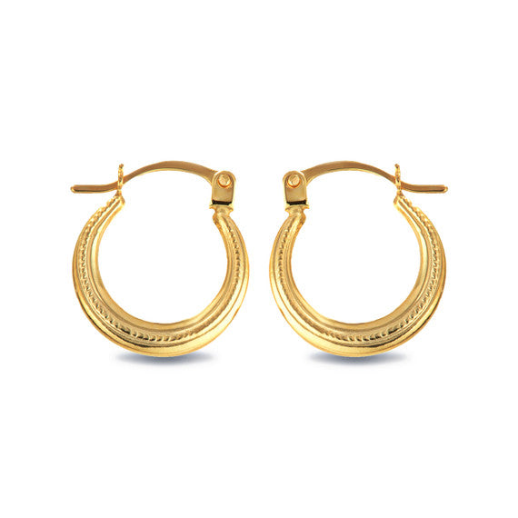 14K Yellow Gold Beaded Reversible Hoop Earrings (0.50")