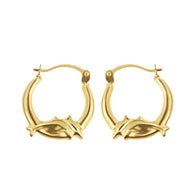 14K Yellow Gold Sea Dolphin Reversible Hoop Earrings (0.60