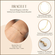 14K Yellow Gold Infinity Love Charm Bracelet
