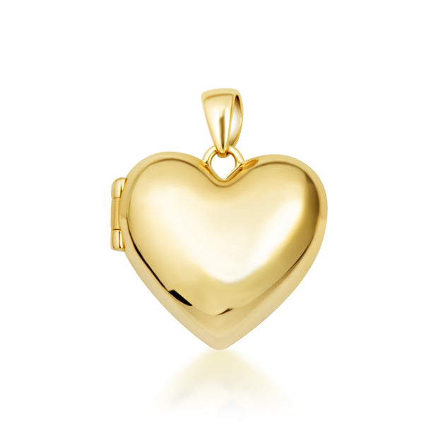 14K Yellow Gold Heart Locket Vintage Love Pendant Necklace