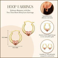 14K Two-Tone Gold Heart Hoop Love Earrings