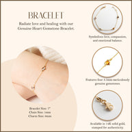 14K Yellow Gold Genuine Heart Gemstone Bracelet 7