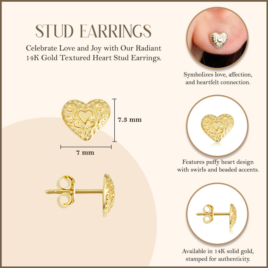 14K Gold Heart Earrings