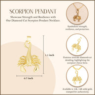 Yellow Gold Diamond Cut Scorpion Pendant Necklace
