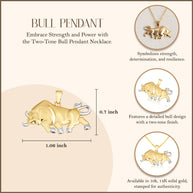 Two-Tone Gold Bull Pendant Necklace