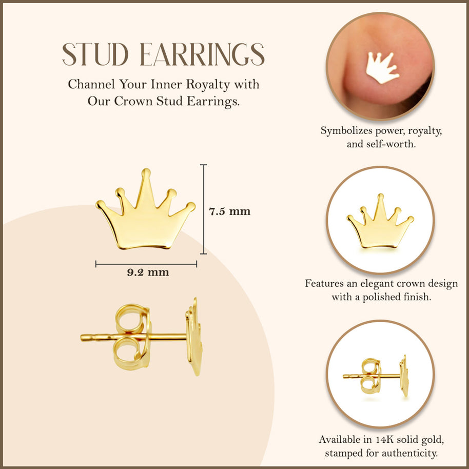 14K Gold Crown Earrings