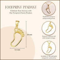 14K Yellow Gold Footprint Charm Pendant Necklace