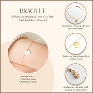 14K Yellow Gold Heart Lock Love Bracelet 7