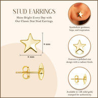 14K Gold Star Stud Earrings