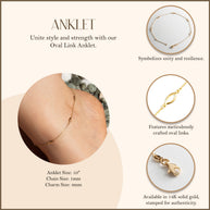 14K Yellow Gold Oval Link Anklet
