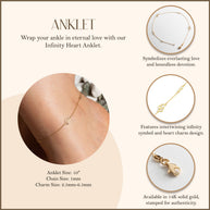 14K Yellow Gold Infinity Heart Anklet